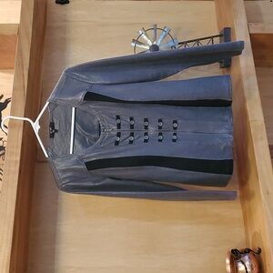 Yest Gray & Black Zip Up Stretch Blazer Jacket Size 6